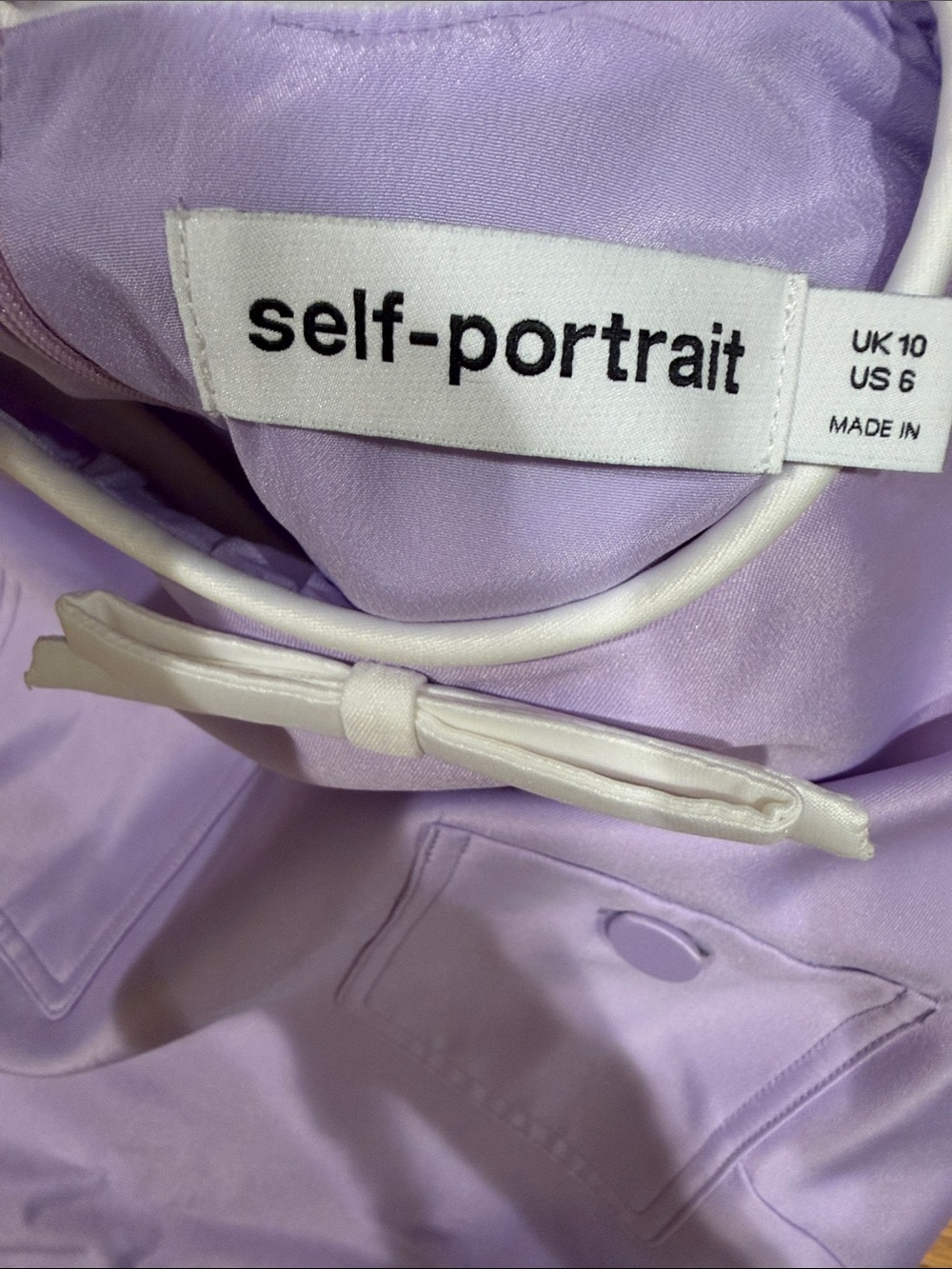 NWOT Self-Portrait Lavender Bow-Trim Sleeveless Mini Dress, Size US 4/6 - Picture 9 of 16